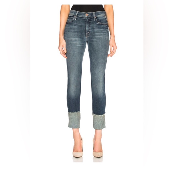 MOTHER Denim - MOTHER DENIM The Ponyboy High-Rise Frayed Ankle Jeans in bake sale brawl size 28